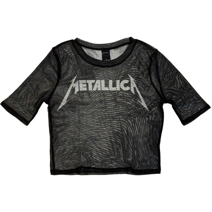 Metallica Logo Mesh Crop Top Girls Jr Alt 2