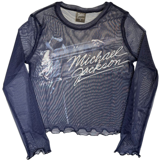 Michael Jackson Blurred Mesh Crop Top Girls Jr Front