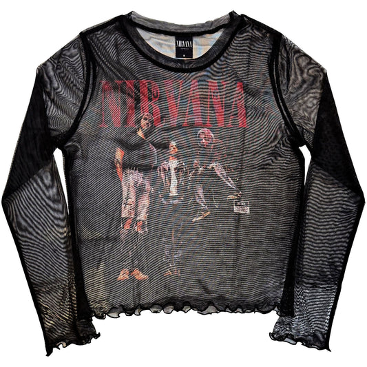 Nirvana Nirvana In Utero Band Photo Mesh Crop Top Girls Jr