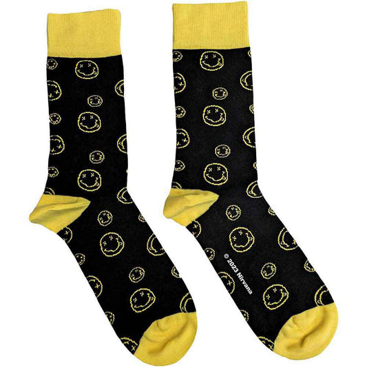 Nirvana Outline Happy Faces Socks Front