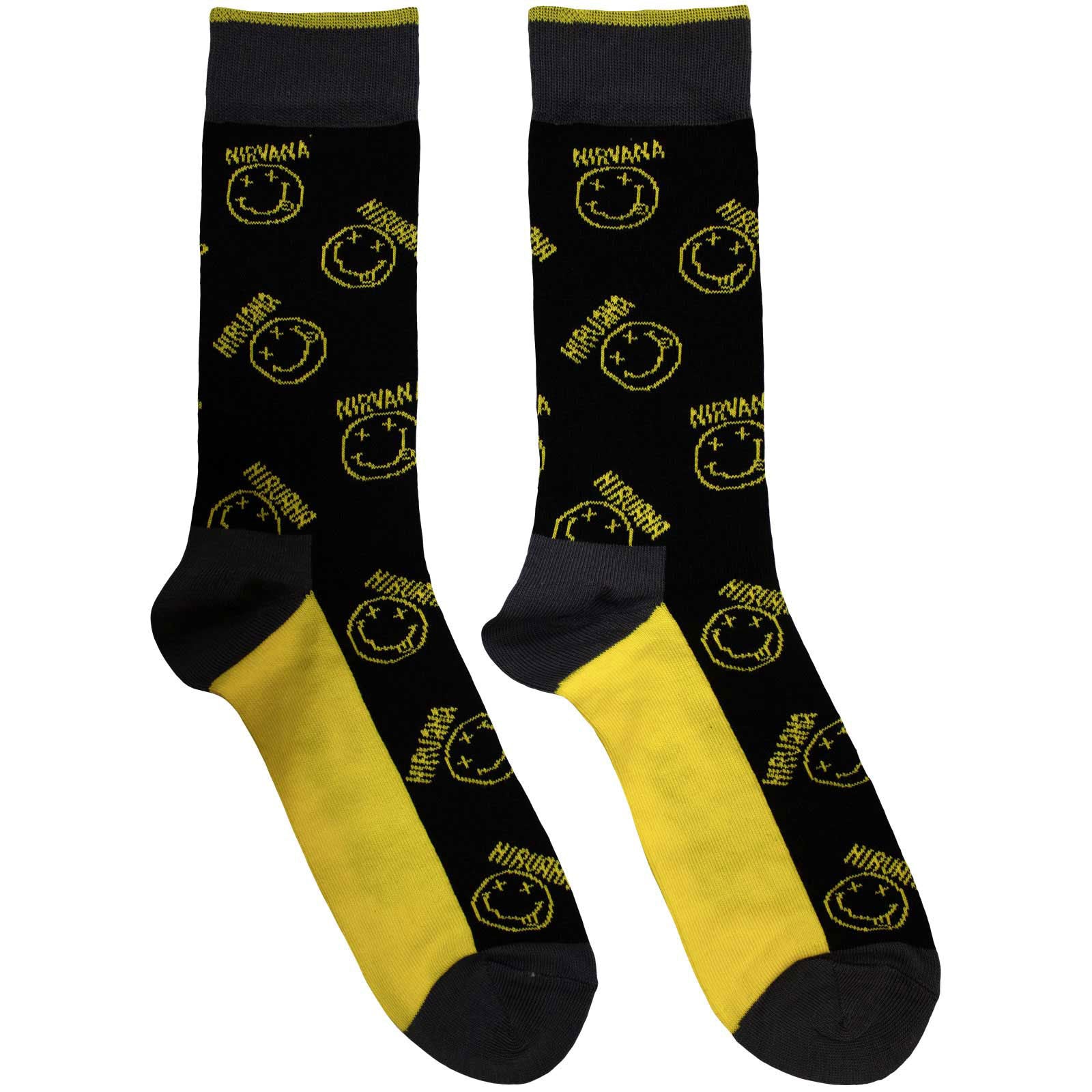 Yellow Happy Face Pattern Socks