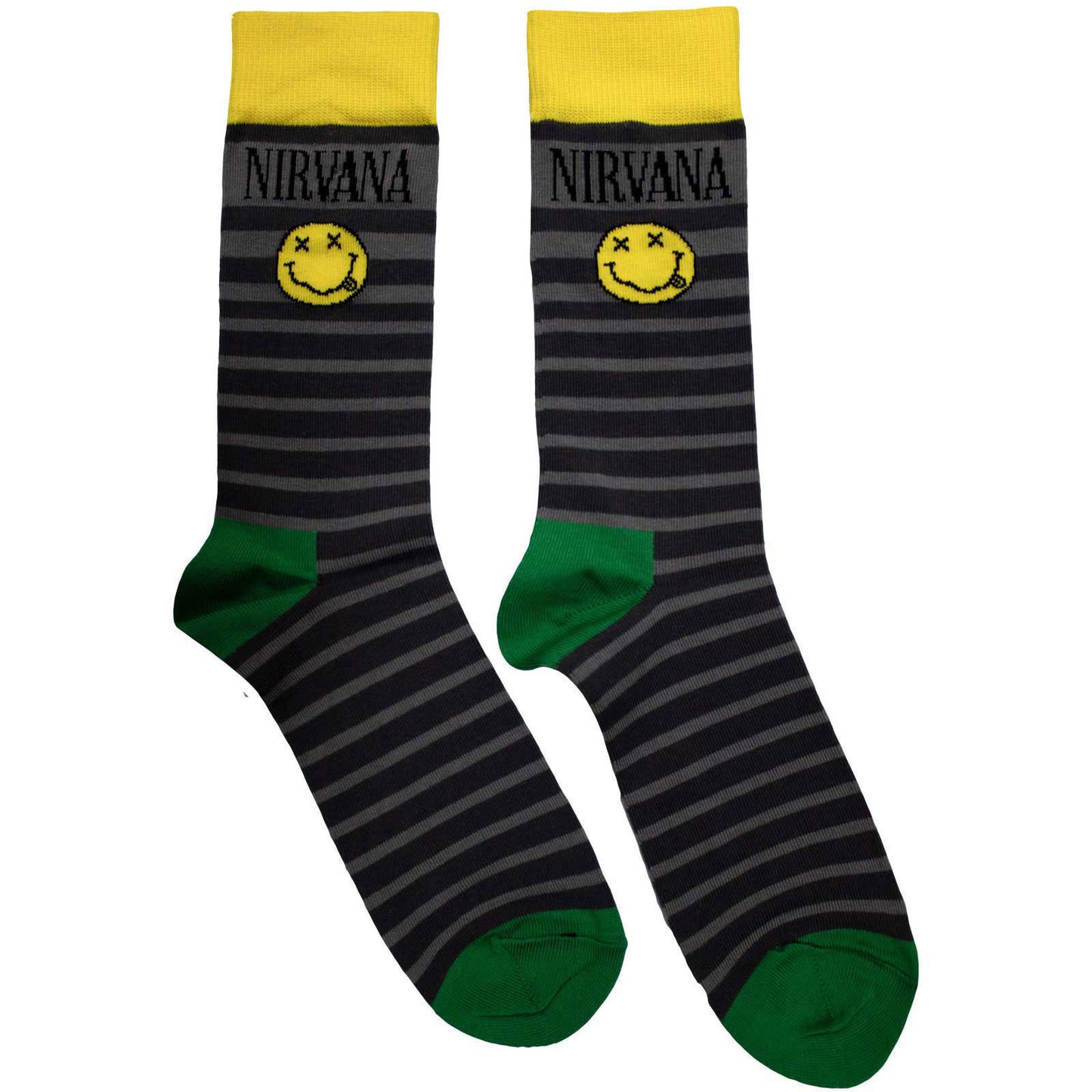 Nirvana Happy Face & Logo Stripes (US Men's Shoe Size 8-12) Socks Front