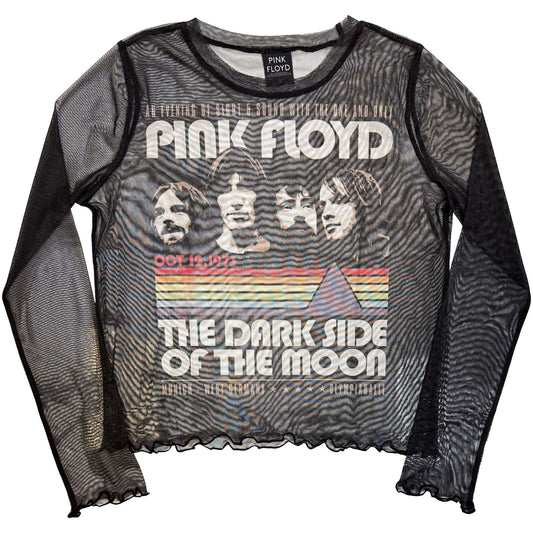 Pink Floyd Vintage Stripes Mesh Crop Top Girls Jr Front