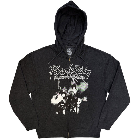Prince Purple Rain Mono Zippered Hooded Sweatshirt Front