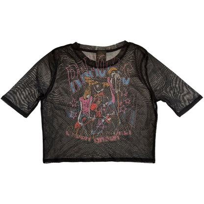 Ramones Graffiti Illustration Mesh Crop Top Girls Jr