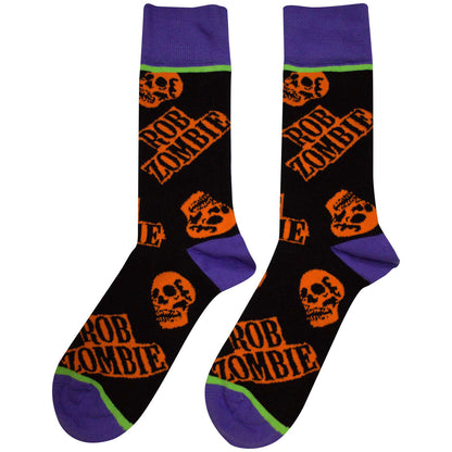 Rob Zombie Orange Skulls Socks