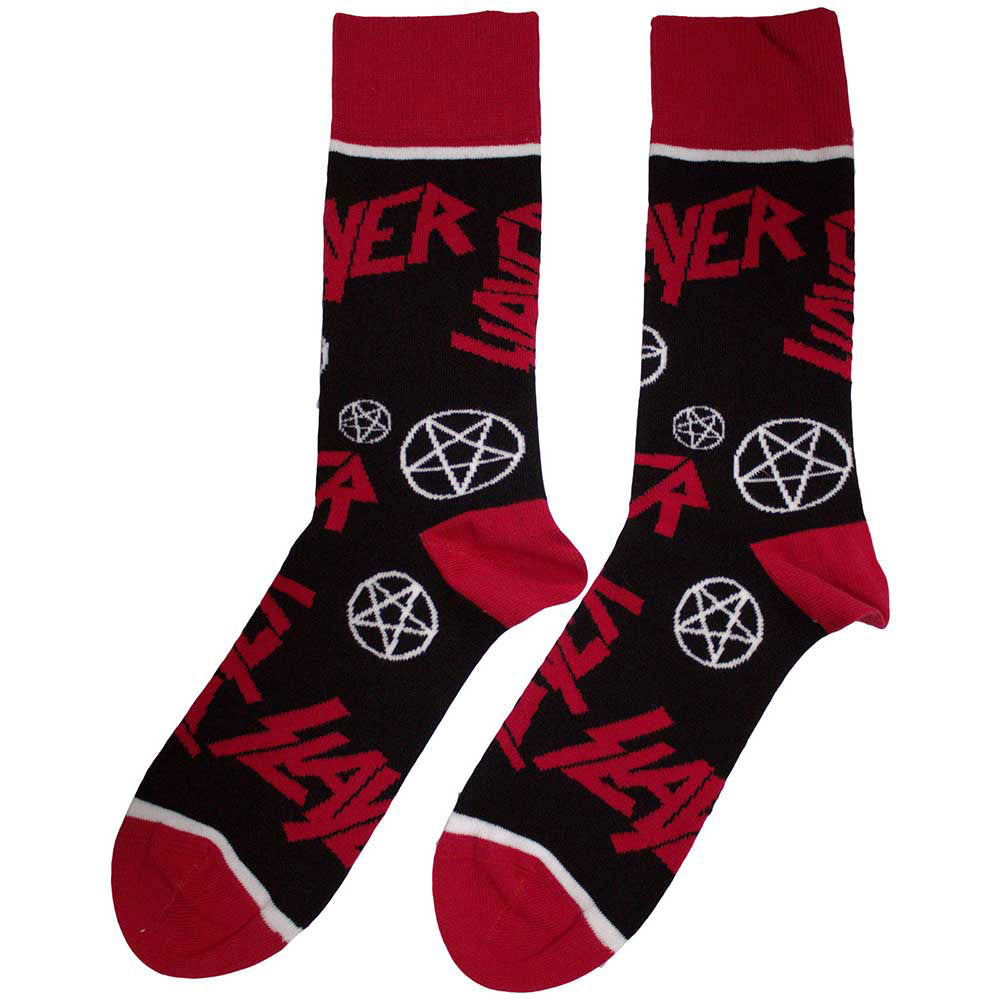 Slayer Logos And Pentagrams (US Women's Shoe Size 6-9) Socks Back