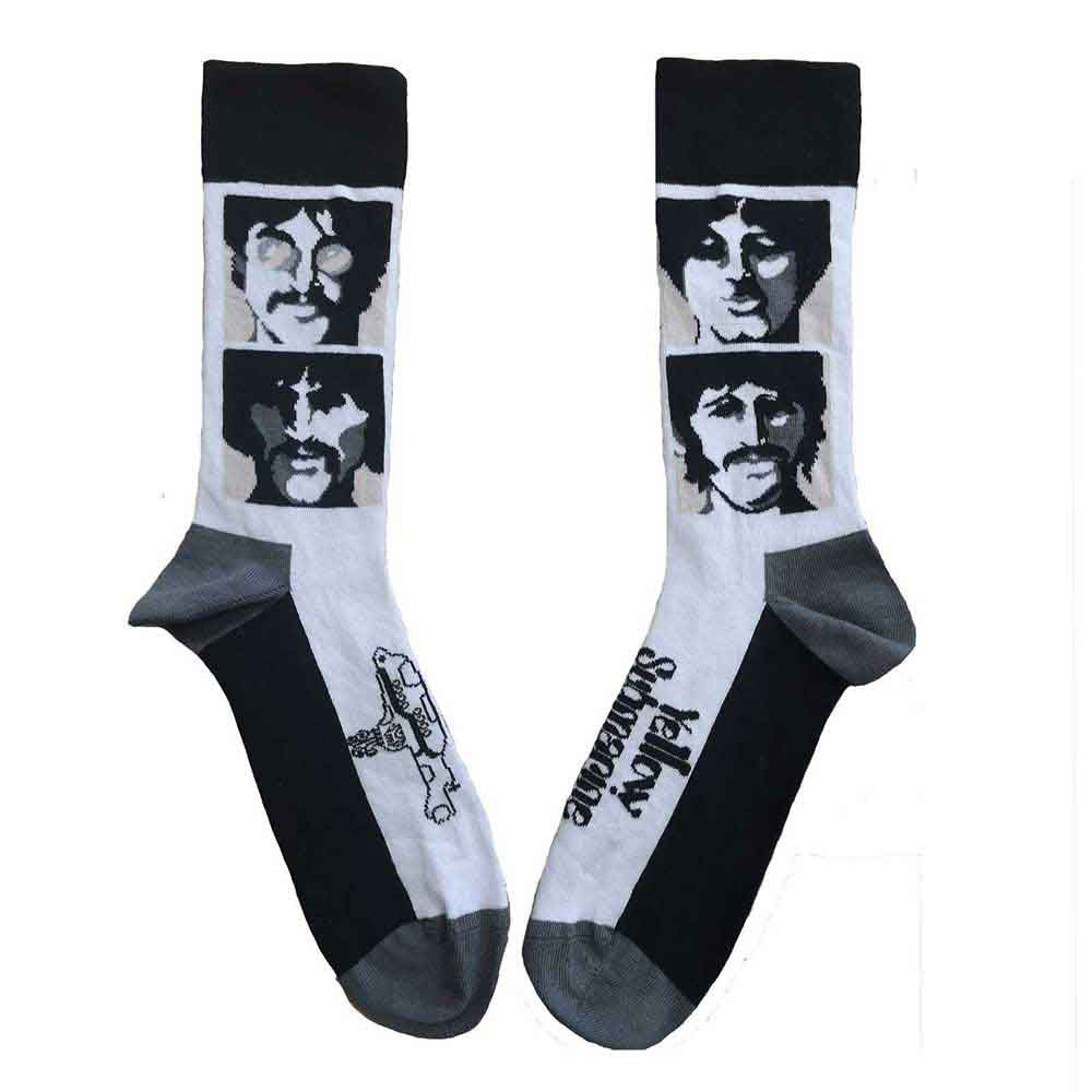 Beatles Yellow Submarine Sea Of Science Faces Mono (US Men's Shoe Size 8-12) Socks Front