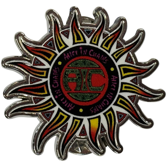Alice In Chains Sun Logo Pewter Pin Badge Front