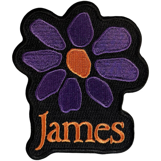 James Orange Logo Purple Daisy Woven Patch Front