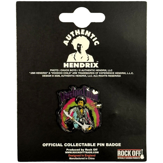Jimi Hendrix Voodoo Child Pewter Pin Badge Front