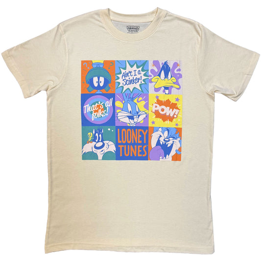 Looney Tunes That's All Folks! Grid Pastel T-shirt Front