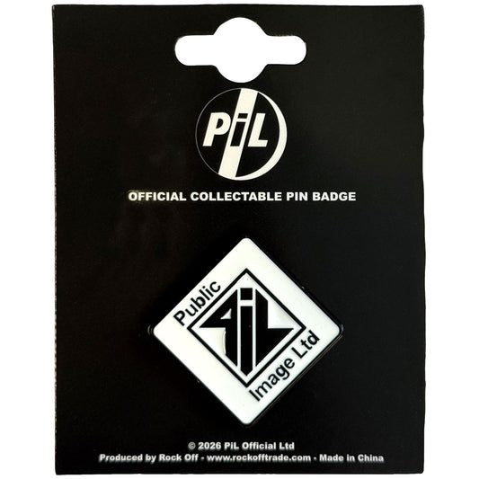 Public Image Ltd New Logo B&w Pewter Pin Badge Front