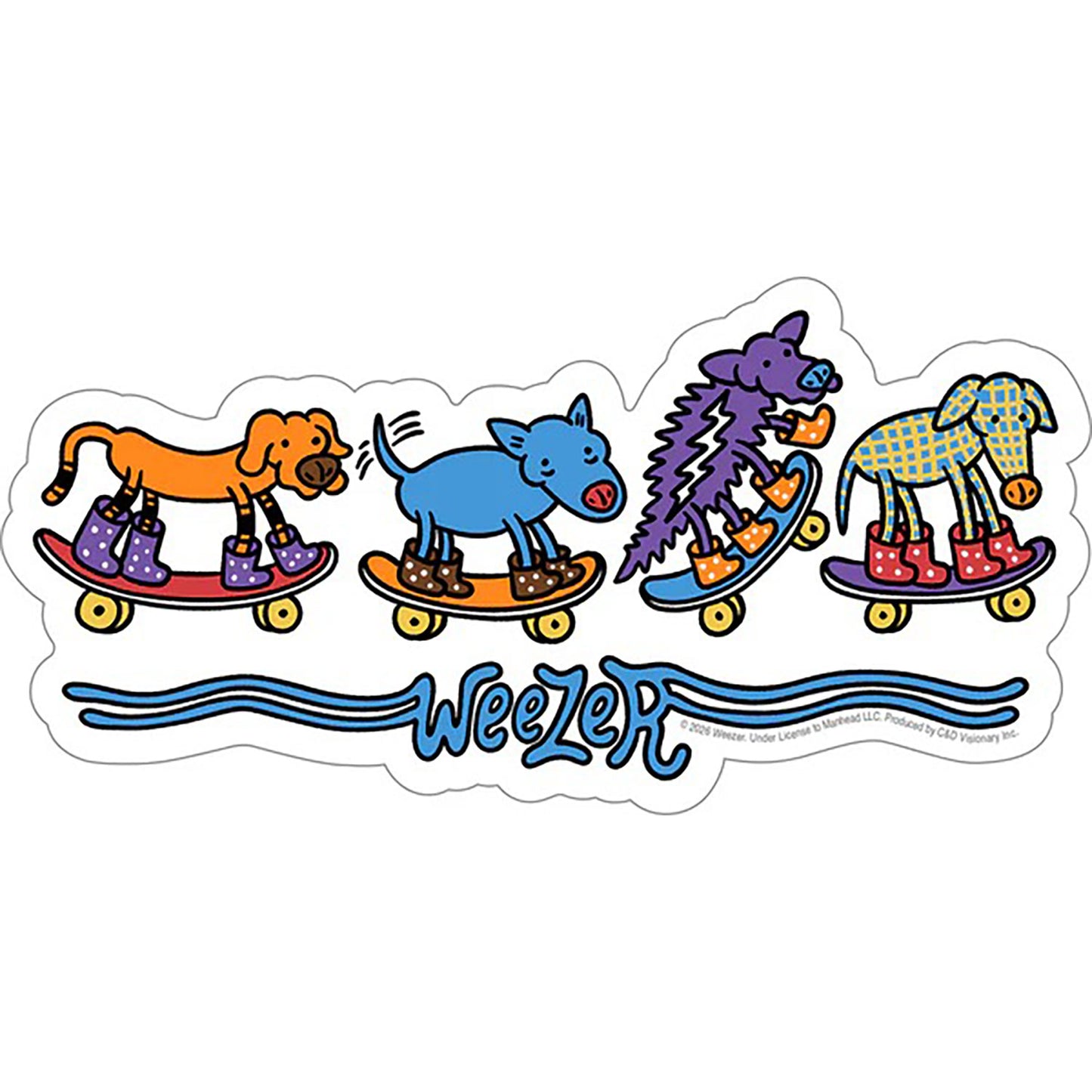 Weezer Skater Dogs Sticker Front