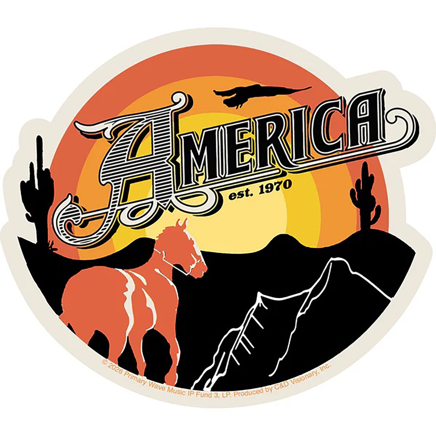 America Desert Sunset Sticker Front