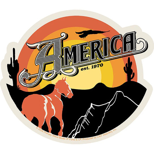America Desert Sunset Sticker Front