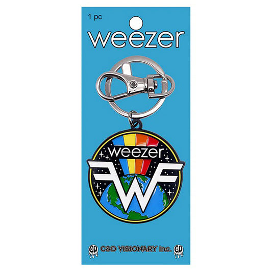 Weezer Earth Logo Metal Key Chain Front