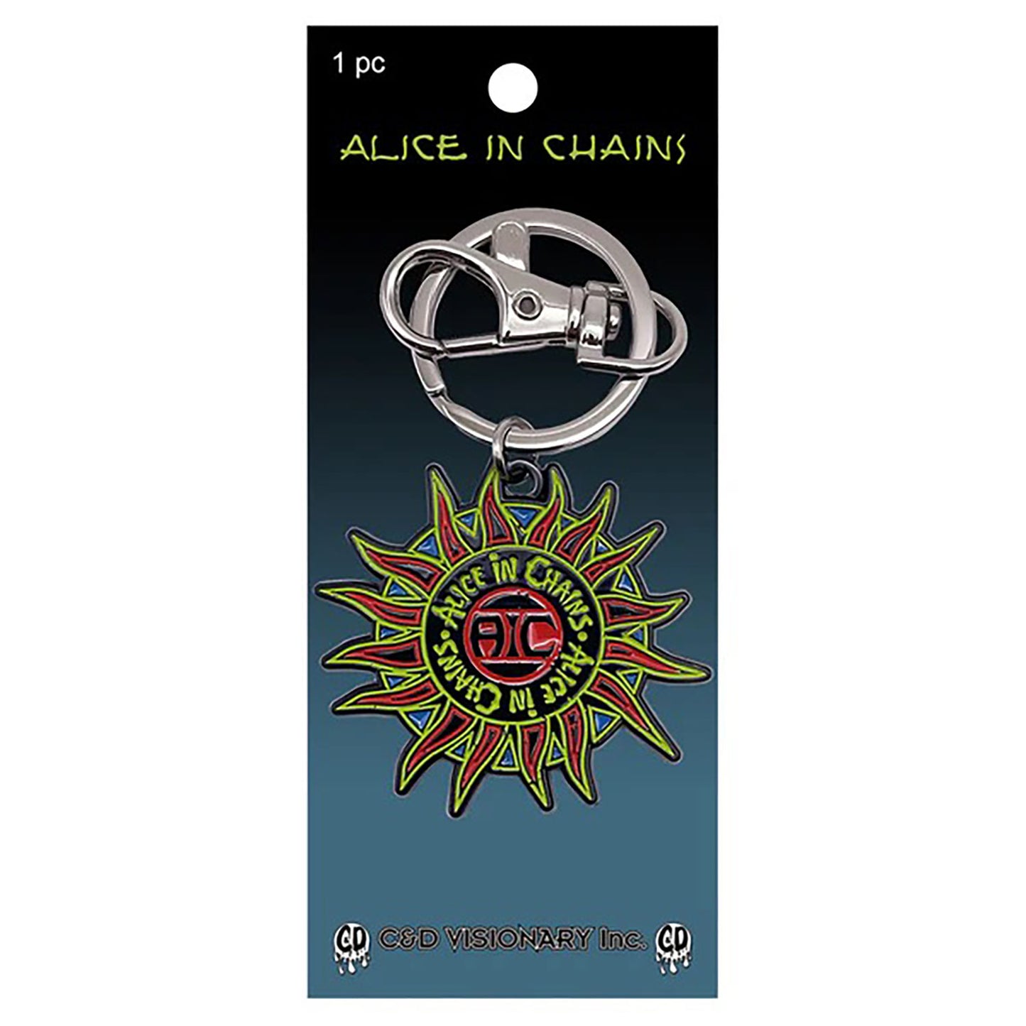 Alice In Chains Sun Logo Metal Key Chain Front