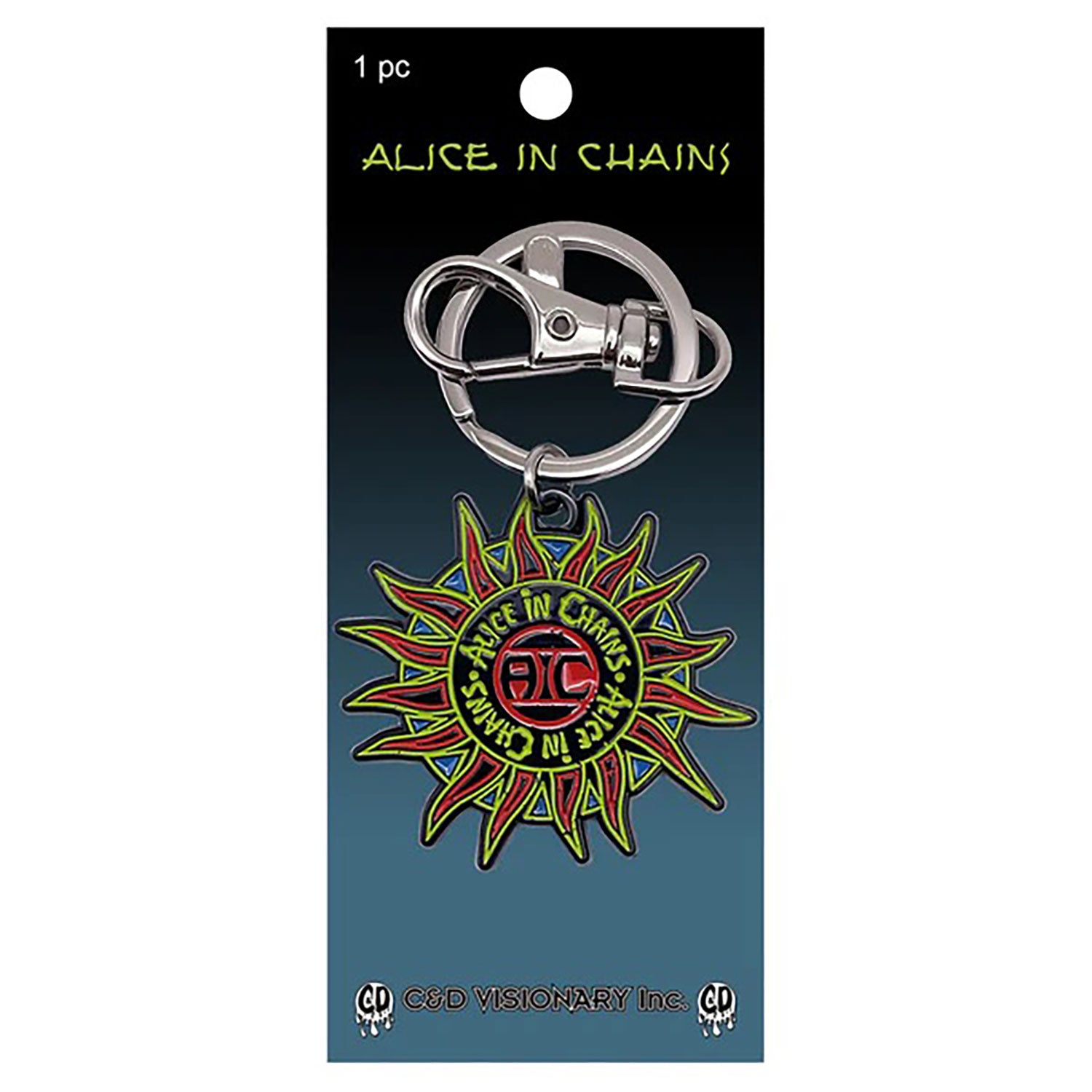 Alice In Chains Sun Logo Metal Key Chain Front