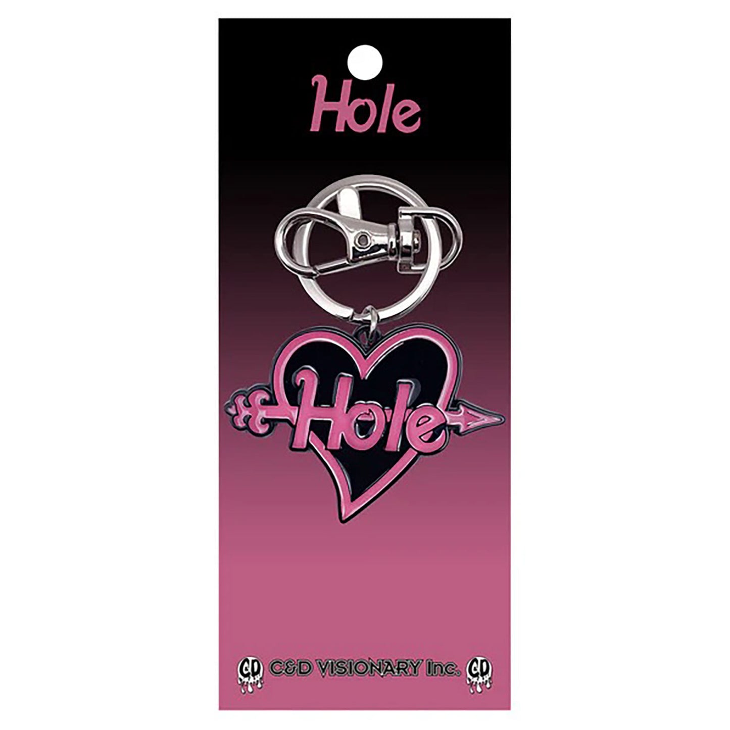 Hole Heart Logo Metal Key Chain Front