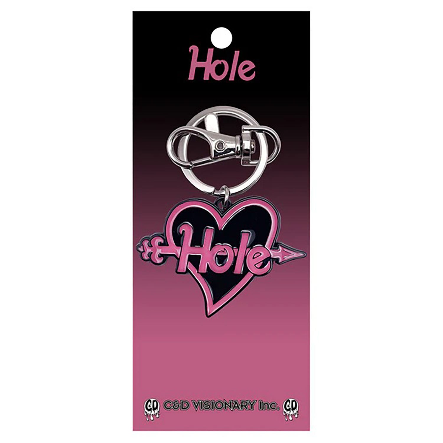 Hole Heart Logo Metal Key Chain Front
