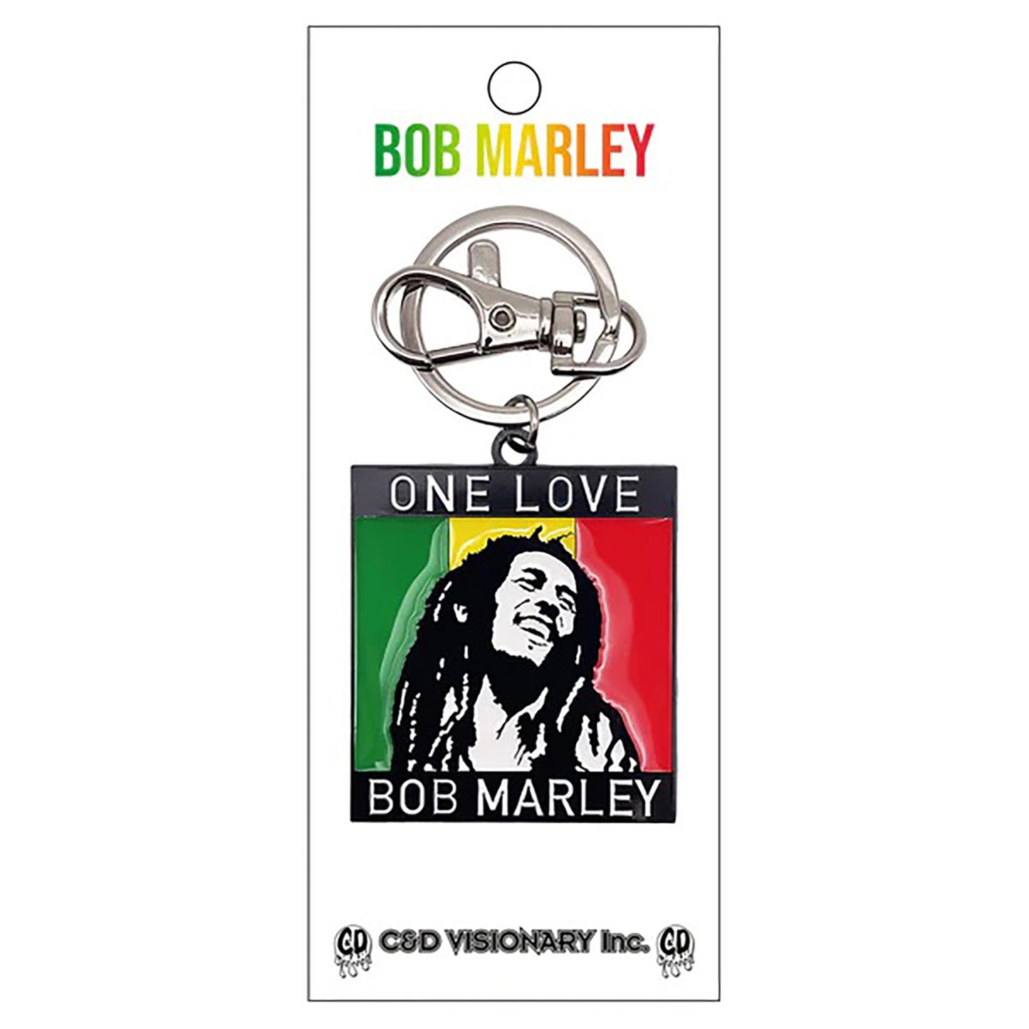 Bob Marley One Love Metal Key Chain Front