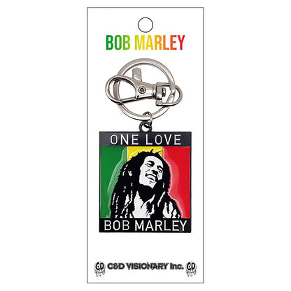 Bob Marley One Love Metal Key Chain Front