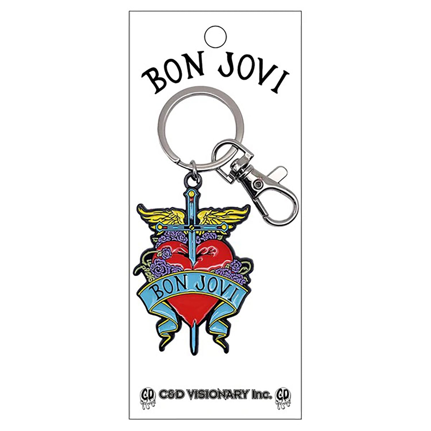 Bon Jovi Dagger Heart Metal Key Chain Front