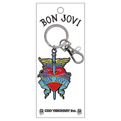 Bon Jovi Dagger Heart Metal Key Chain Front