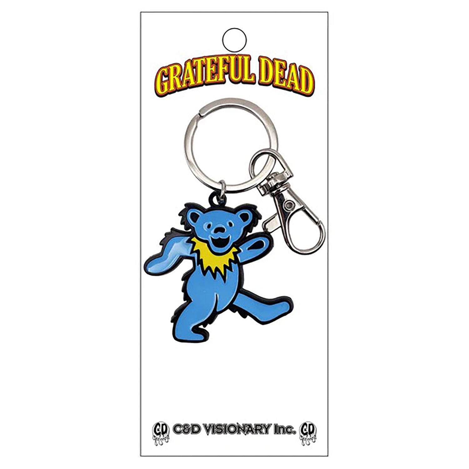Grateful Dead Blue Dancing Bear Metal Key Chain Front