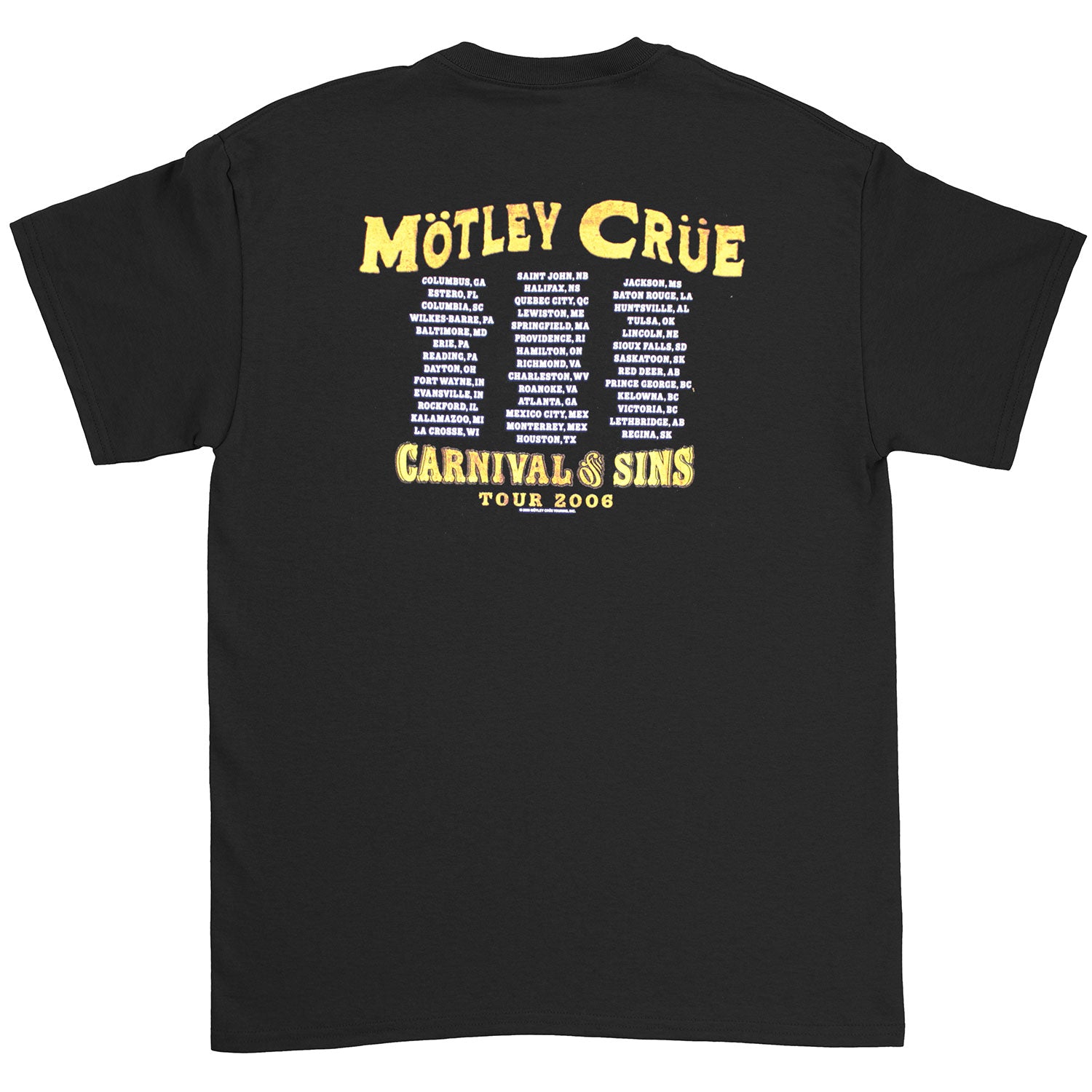 Official Motley Crue Carnival Of Sins Tour 2006 T-shirt | Rockabilia