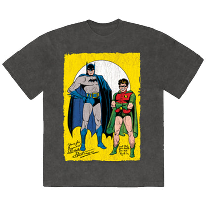 Dc Comics Batman With Robin Classic Logo Dip Dye & Wash T-shirt Front