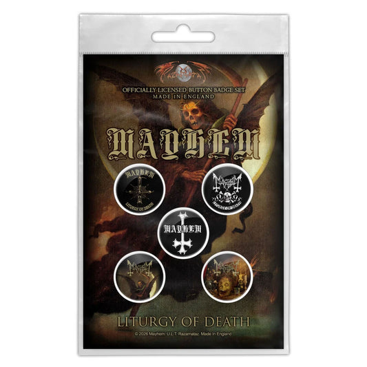 Mayhem Liturgy Of Death Pewter Pin Badge Front