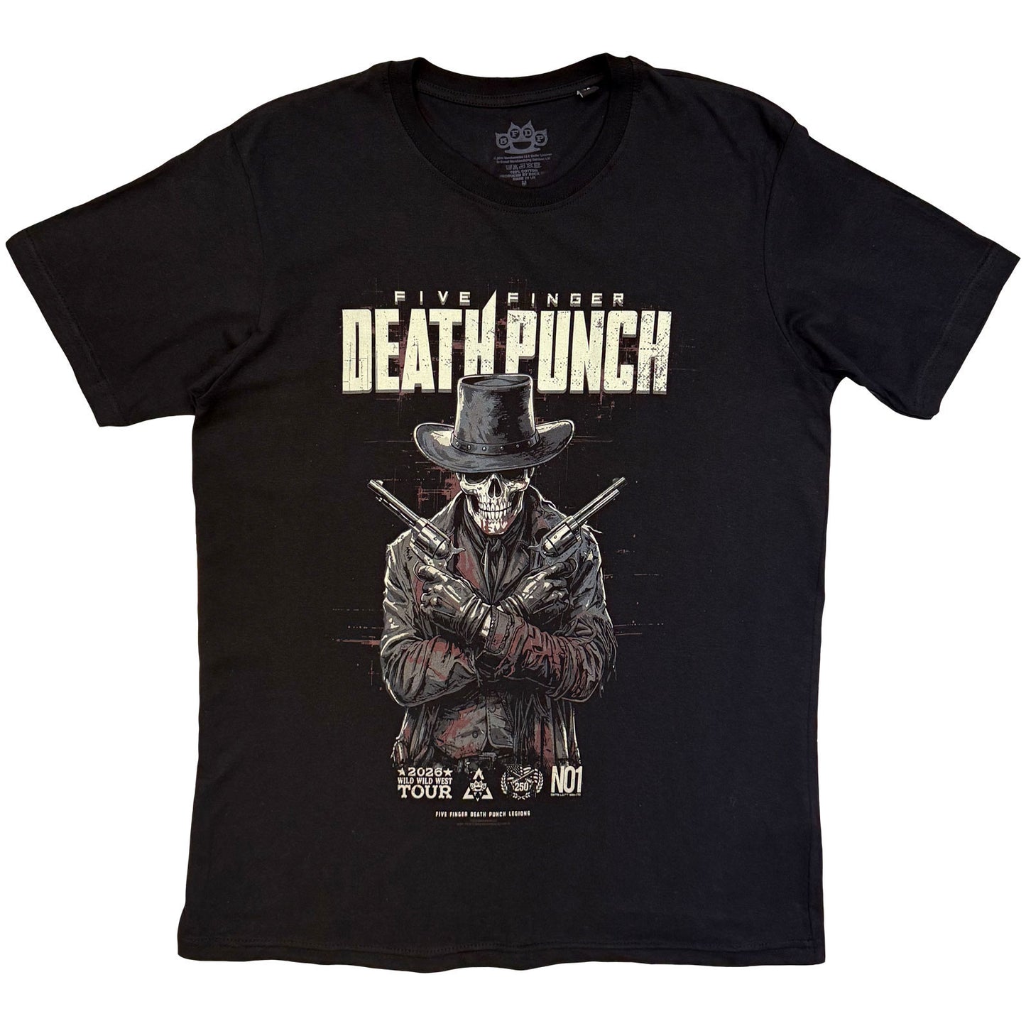 Five Finger Death Punch Crossed Pistols Full Colour T-shirt Front