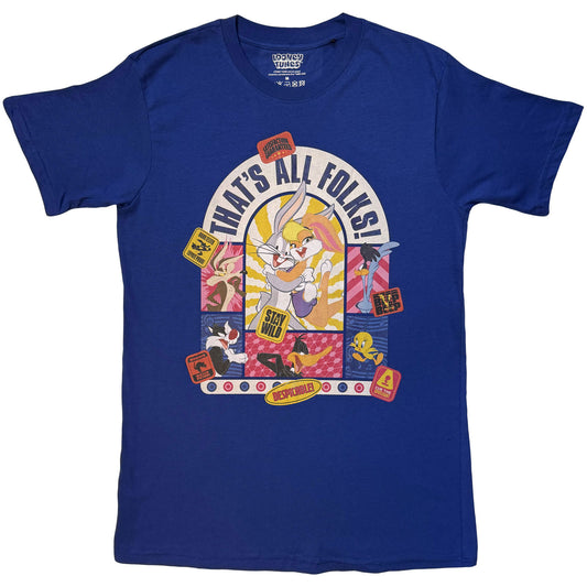 Looney Tunes That's All Folks Cartoon Stamps T-shirt Front