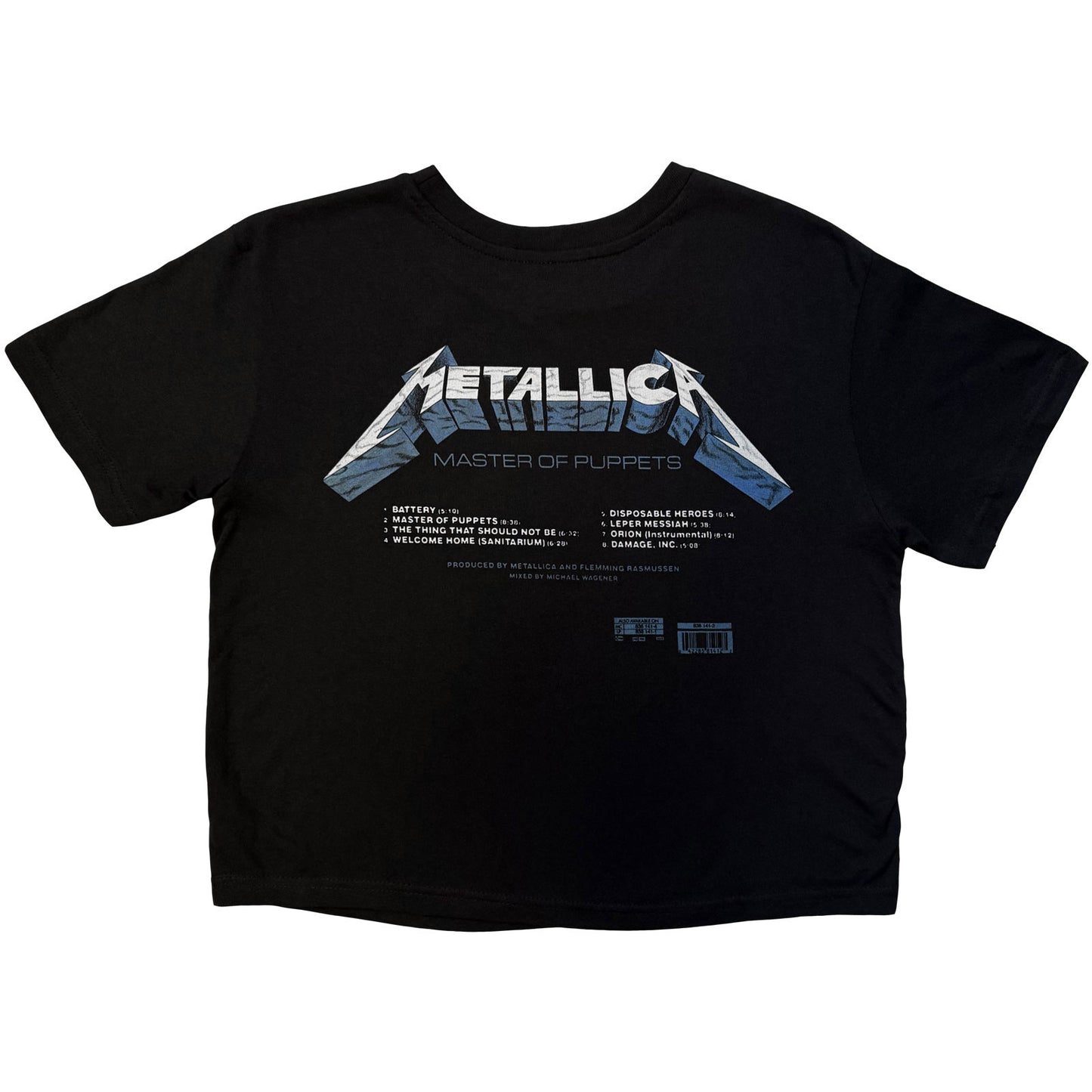 Metallica Master Of Puppets Tracks Crop Top Girls Jr Back