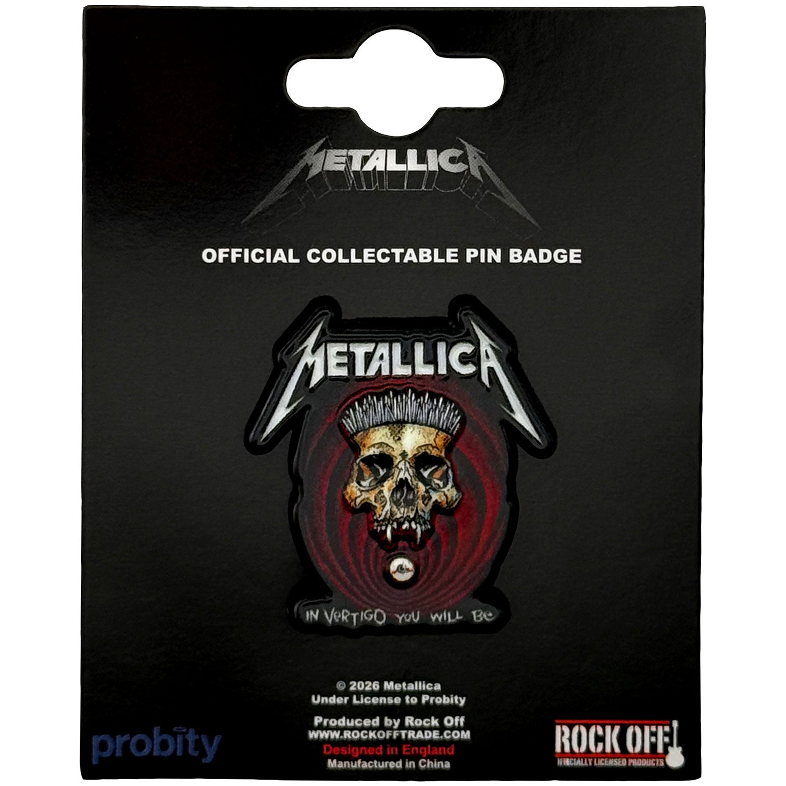 Metallica In Vertigo Detail Pewter Pin Badge Front