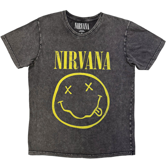 Nirvana Yellow Happy Face Dip Dye & Wash T-shirt Front