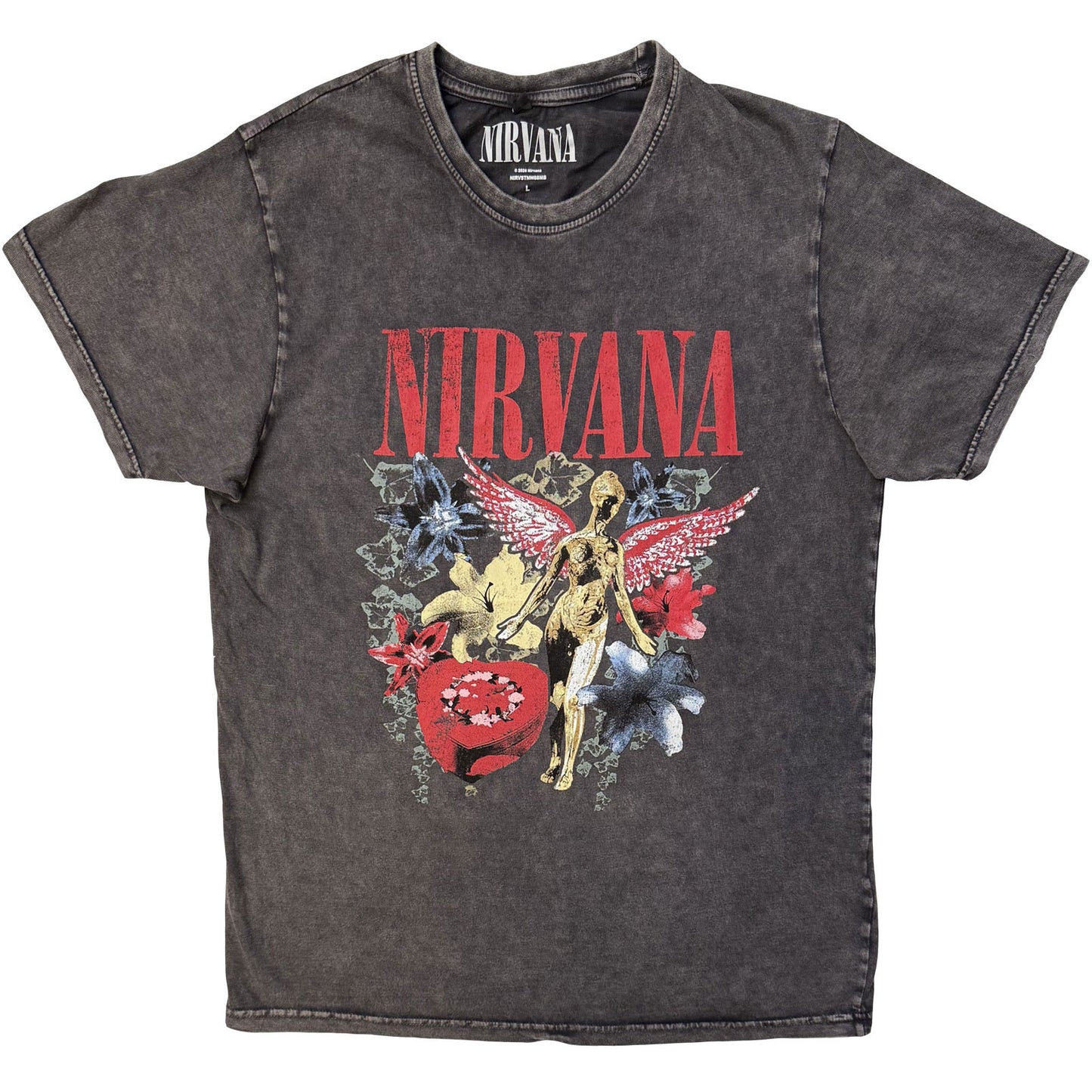 Nirvana In Utero Vintage Collage Dip Dye & Wash T-shirt Front