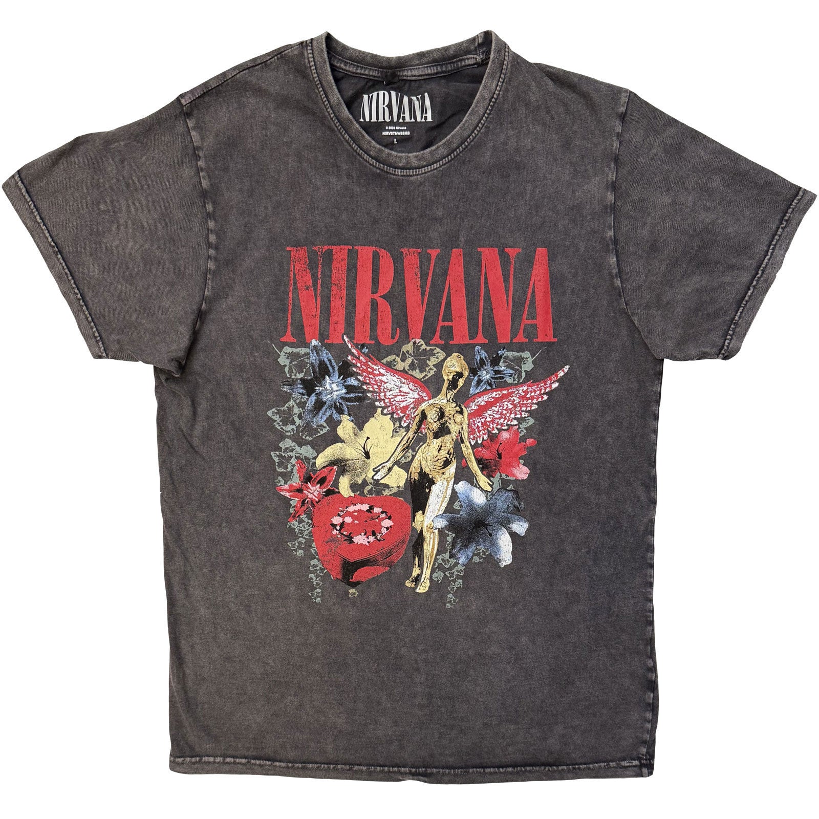 Nirvana In Utero Vintage Collage Dip Dye & Wash T-shirt Front