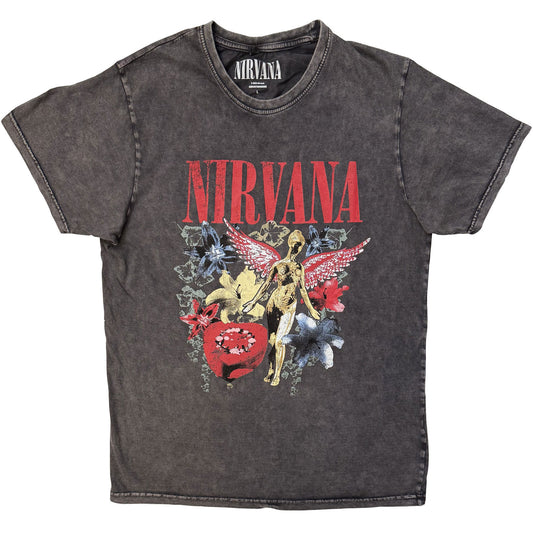 Nirvana In Utero Vintage Collage Dip Dye & Wash T-shirt Front