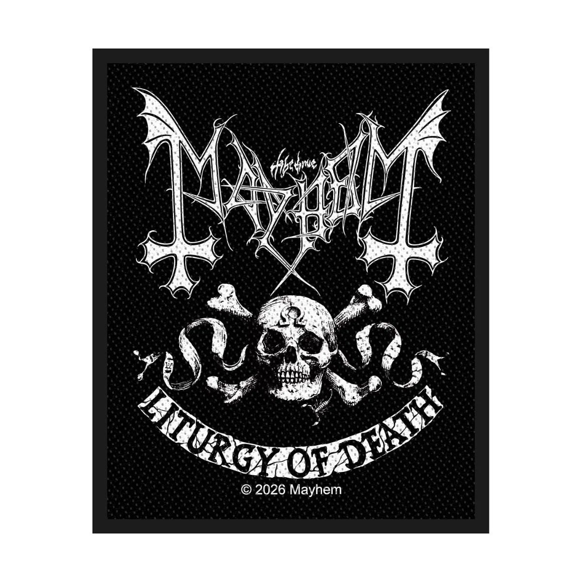 Mayhem Skull Omega Woven Patch Front