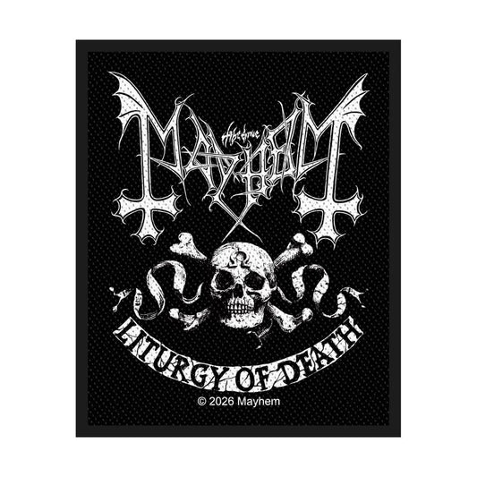 Mayhem Skull Omega Woven Patch Front