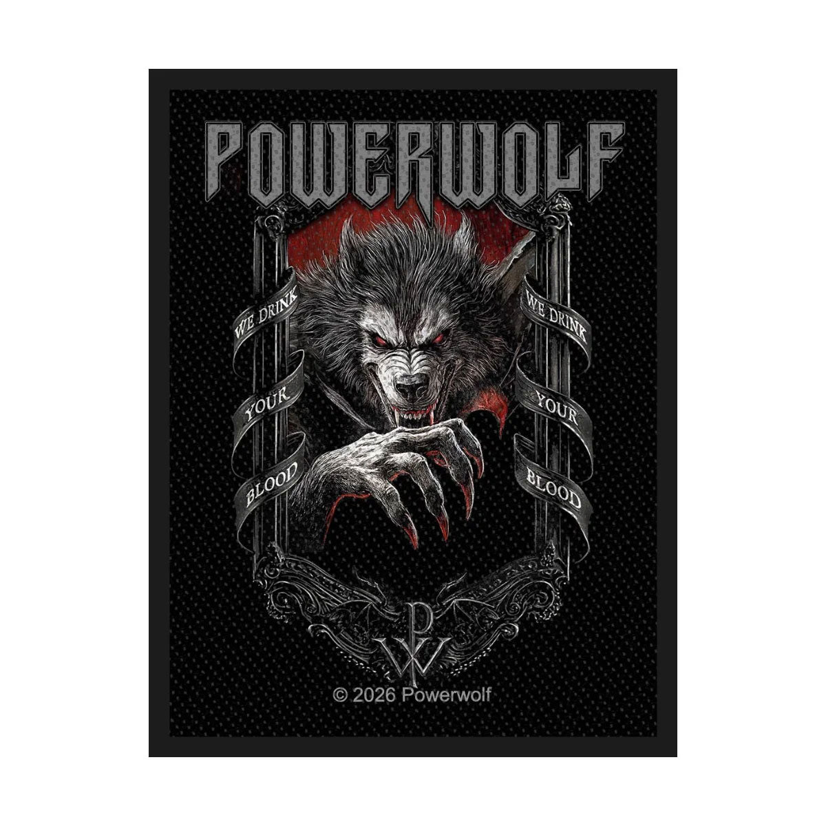 Powerwolf We Drink Your Blood Woven Patch Front
