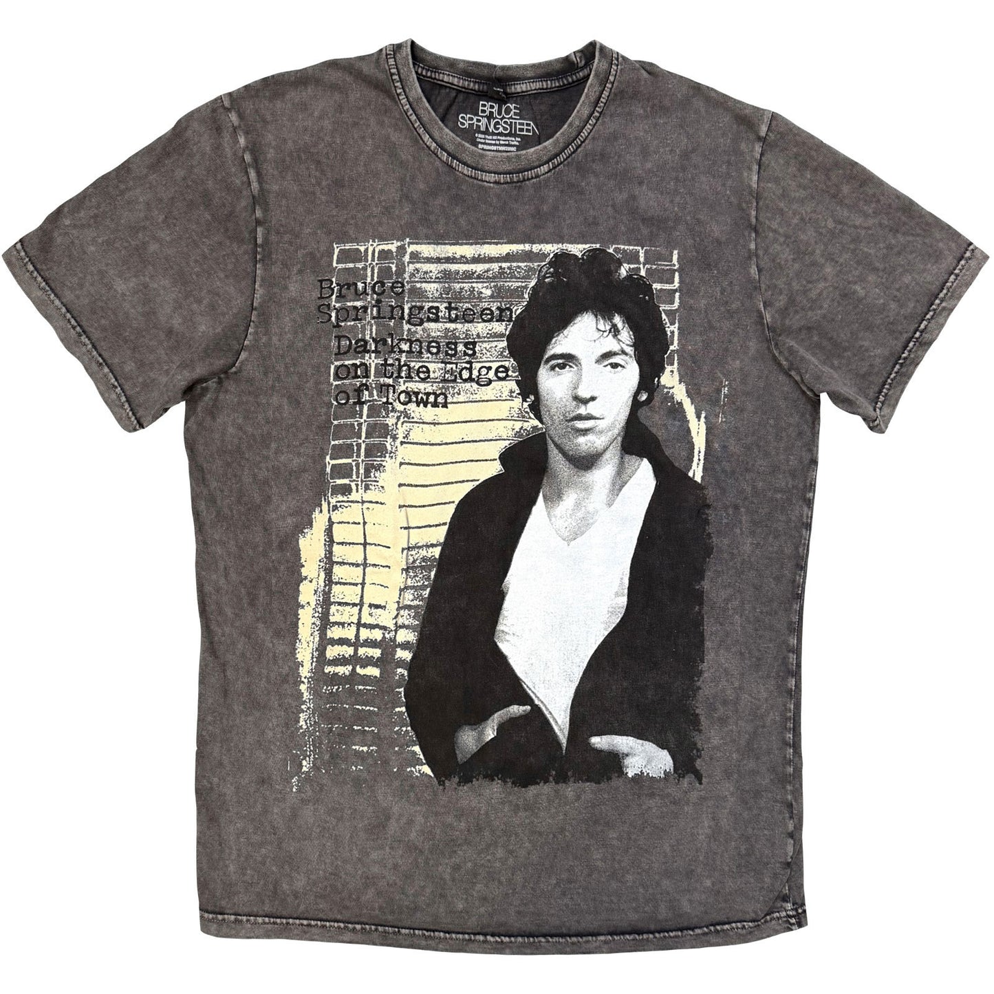 Bruce Springsteen Darkness On The Edge Of Town Dip Dye & Wash T-shirt Front
