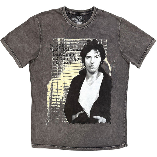 Bruce Springsteen Darkness On The Edge Of Town Dip Dye & Wash T-shirt Front