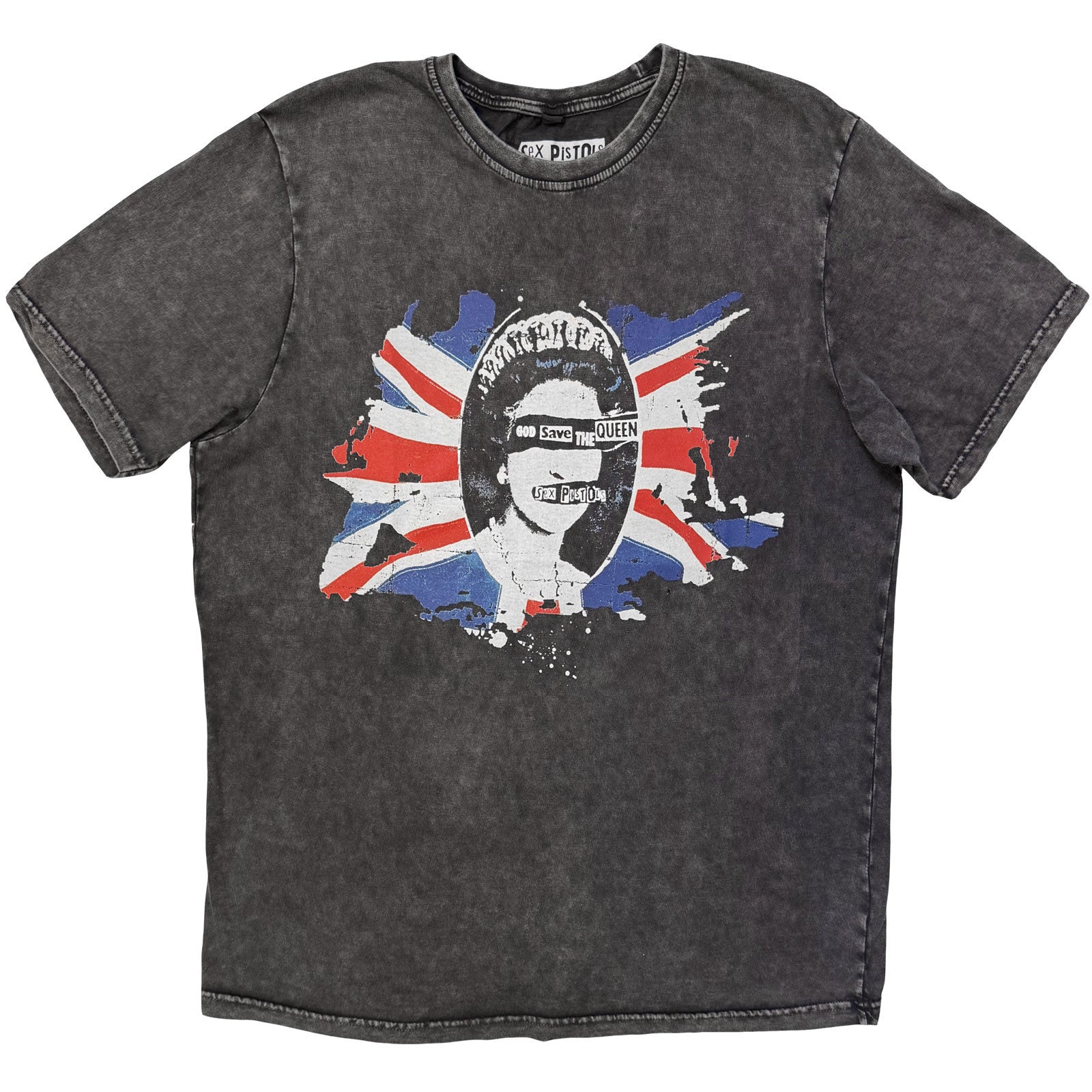 Sex Pistols God Save The Queen Flag Dip Dye & Wash T-shirt Front