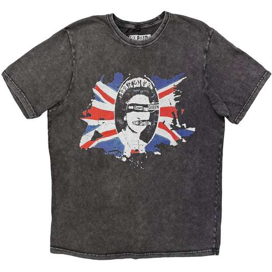 Sex Pistols God Save The Queen Flag Dip Dye & Wash T-shirt Front