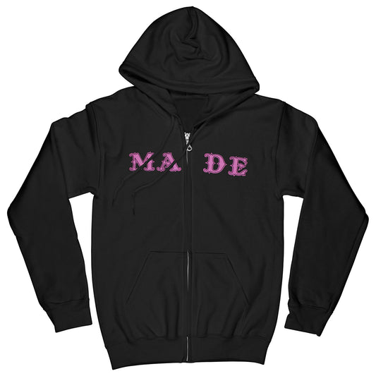Good Charlotte Pink Made Logo Zippered Hooded Sweatshirt Front