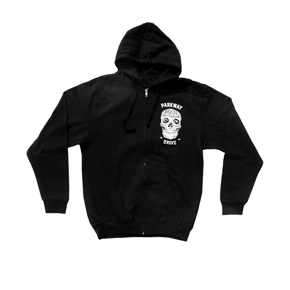 Parkway Drive 2016 Skull Zippered Hooded Sweatshirt Front